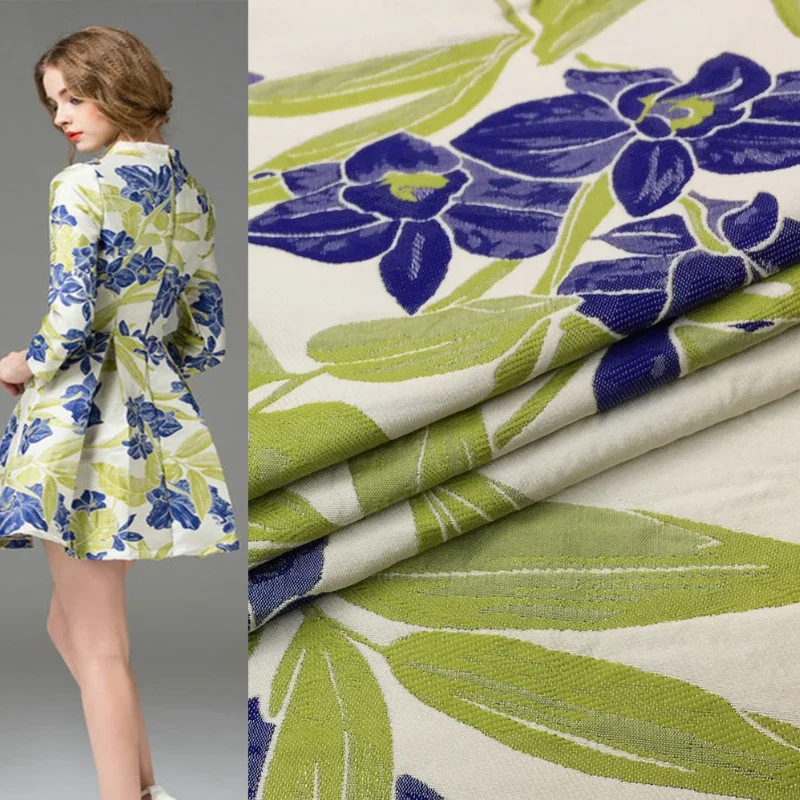 

Brocade Jacquard Fabric Spring Summer Crisp Dress Windbreaker Clothing Cloth Brand Fashion Design Wholesale Material by Meter