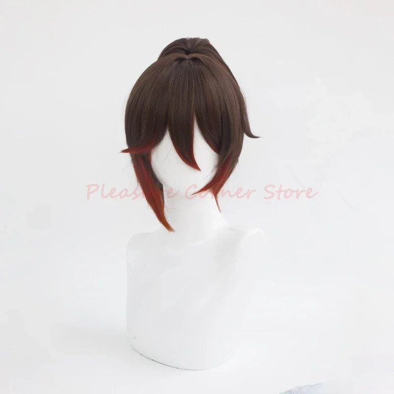 Tingyun cosplay wig Dark Brown Gradient red with ponytail game honkai star rail Ting Yun wig cosplay heat resistant synthetic