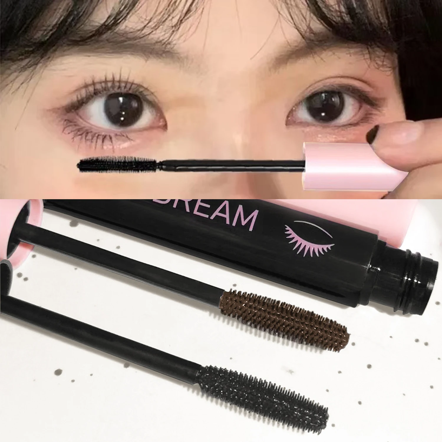 Long and thick mascara, waterproof, non-smudged, curled, makeup holding eyelash base