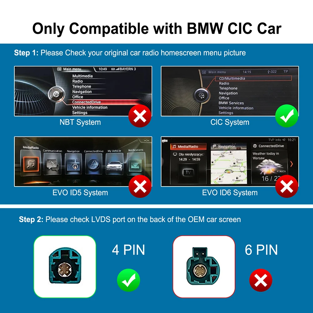 무선 카플레이 안드로이드 자동 인터페이스 디코더 박스, 미러 링크 플러그 앤 플레이, BMW 5 6 7 시리즈 F01 F02 2013-2015 CIC 시스템