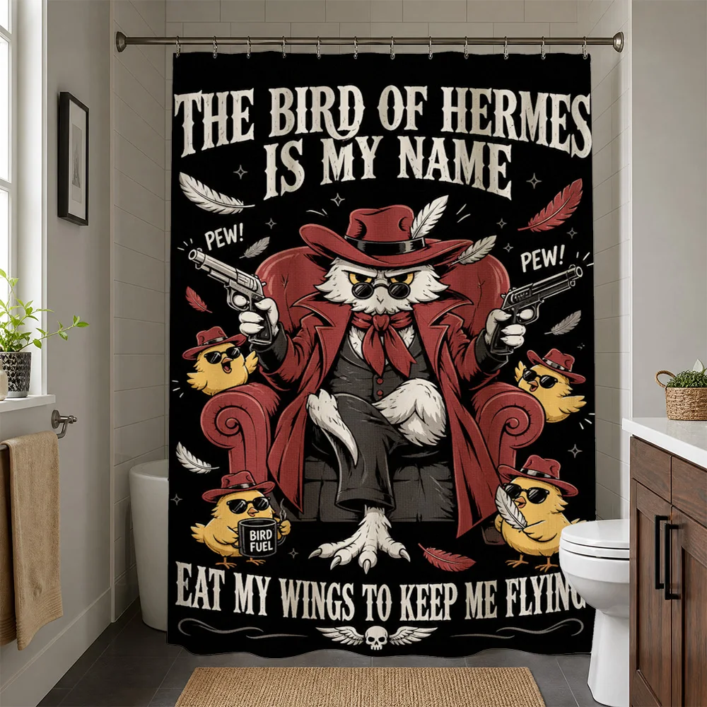 High Quality Waterproof Shower Curtain Novelty Bathroom Decor Art Liner Funny Graphic Poster Pop Culture Style Bird Hermes Name