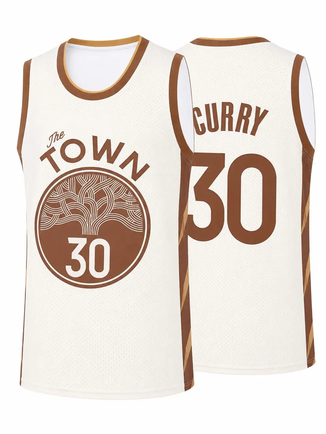 2027 Hot Sale #30 The Town Vintage Jersey Brown Tree Logo Breathable Mesh Basketball Sleeveless Sports Fan Tank Uniform