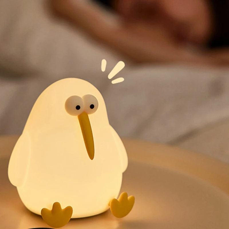 AAAN-Squishy Kiwi Lampada per uccelli Ricaricabile Dimmerabile Silicone Asilo nido Bambino Animale Luce notturna Decorazioni divertenti per i bambini