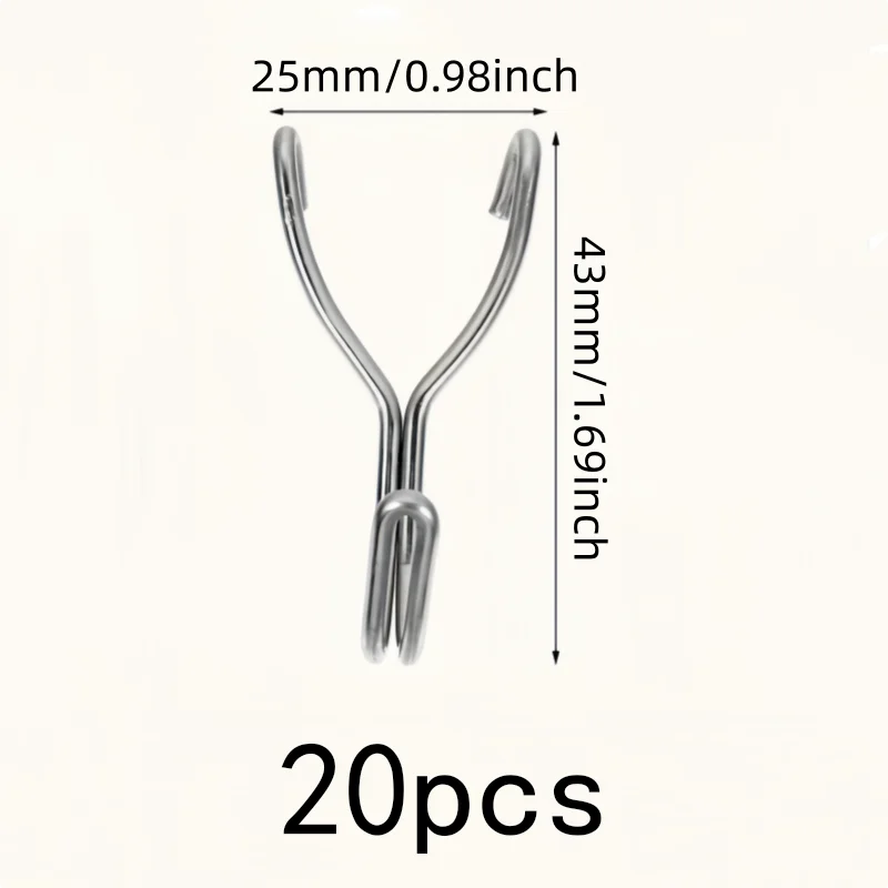 Rust Resistant Polished 25mm Stainless Steel Peg Hooks, 20 pcs, Kitchen Utensil Hanging, Multipurpose