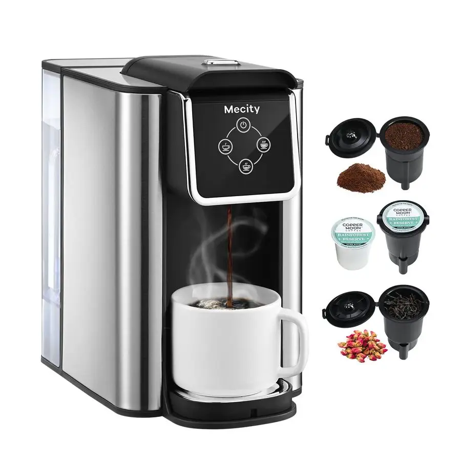 

Coffee Maker 3 in 1 Single Serve Coffee Machine, Compatible with K cup Capsules, Instant Coffee Pot, Tea maker, 6,8,10 Oz Cup,