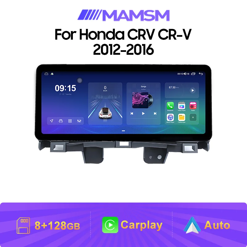 MAMSM 12.3 Inch Car Radio For Honda CRV CR-V 2012-2016 Wireless Carplay Android Auto Car Multimedia Touch Screen Stereo Player