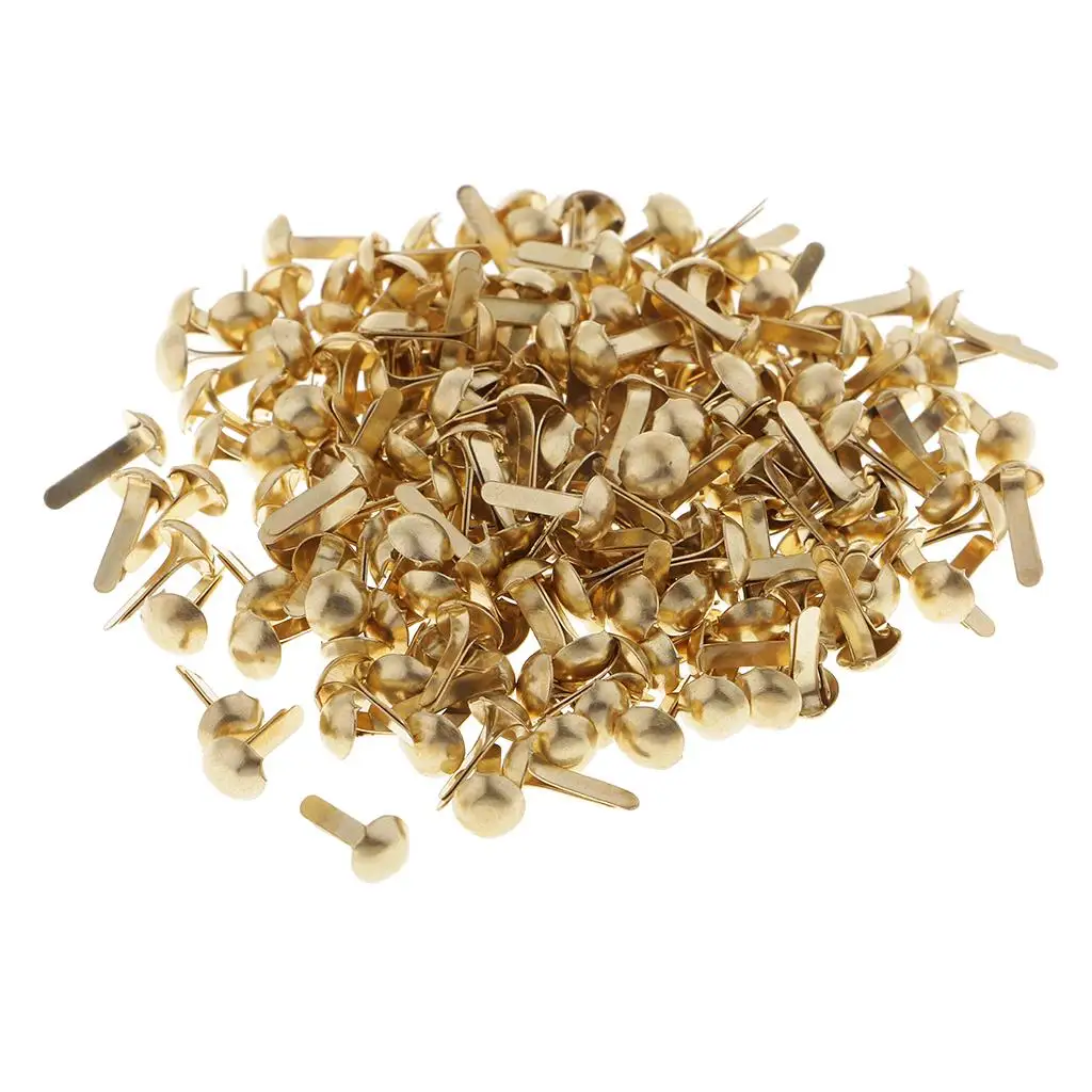 200 قطعة من مشابك الورق النحاسية المستديرة مشابك معدنية لصنع بطاقات القصاصات بنفسك