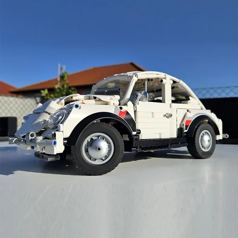 Speed Racing Car Model MOC Building Bricks White Compact Sedan Modular Technology Children Holiday Gifts Assemble Toys Suit