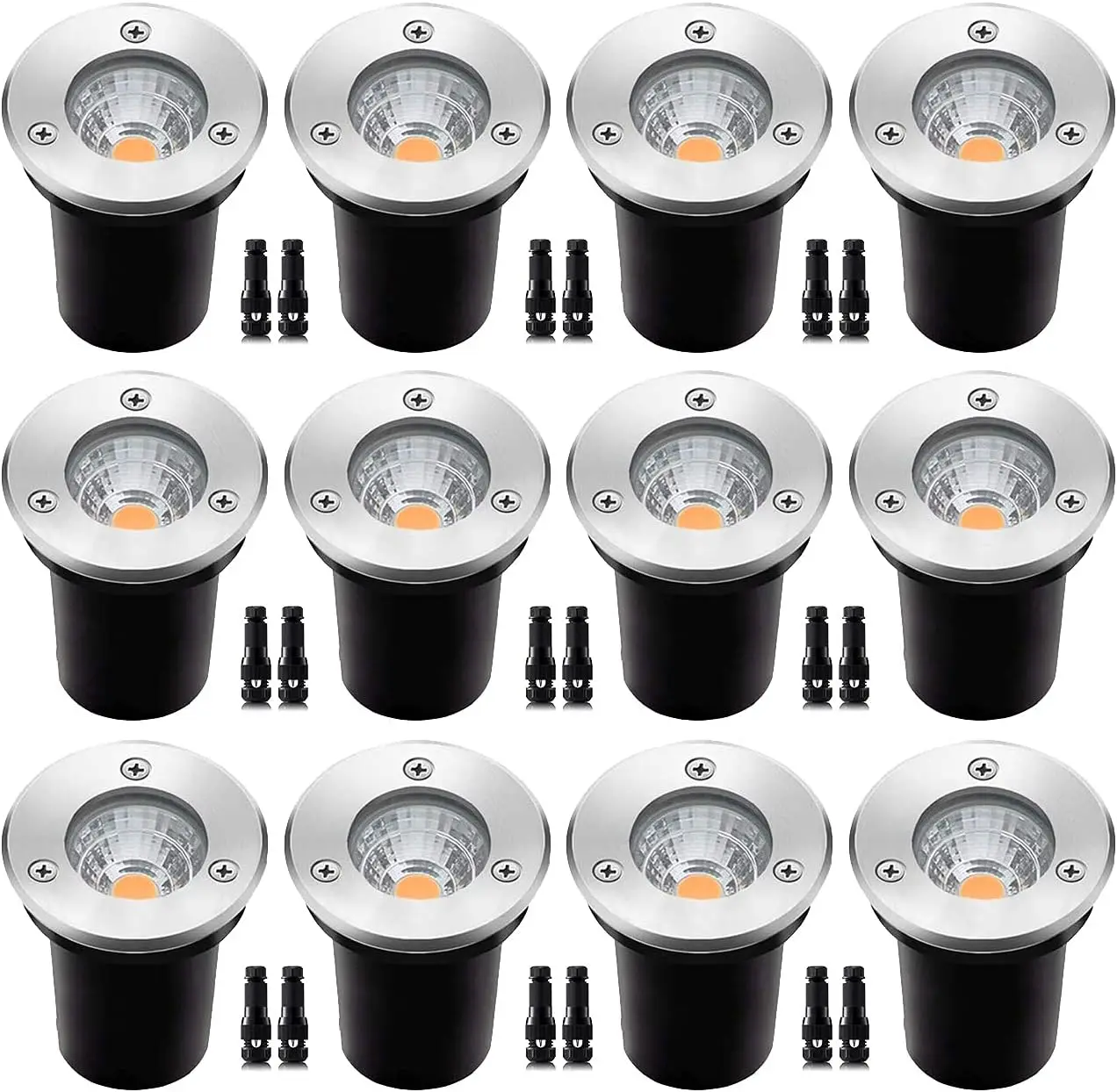 6-12 Pack 3W Low Voltage Led Landscape Lights,12V/24V ,IP67 Waterproof In Ground Light ,Yard, Driveway, Deck, Step Up Light