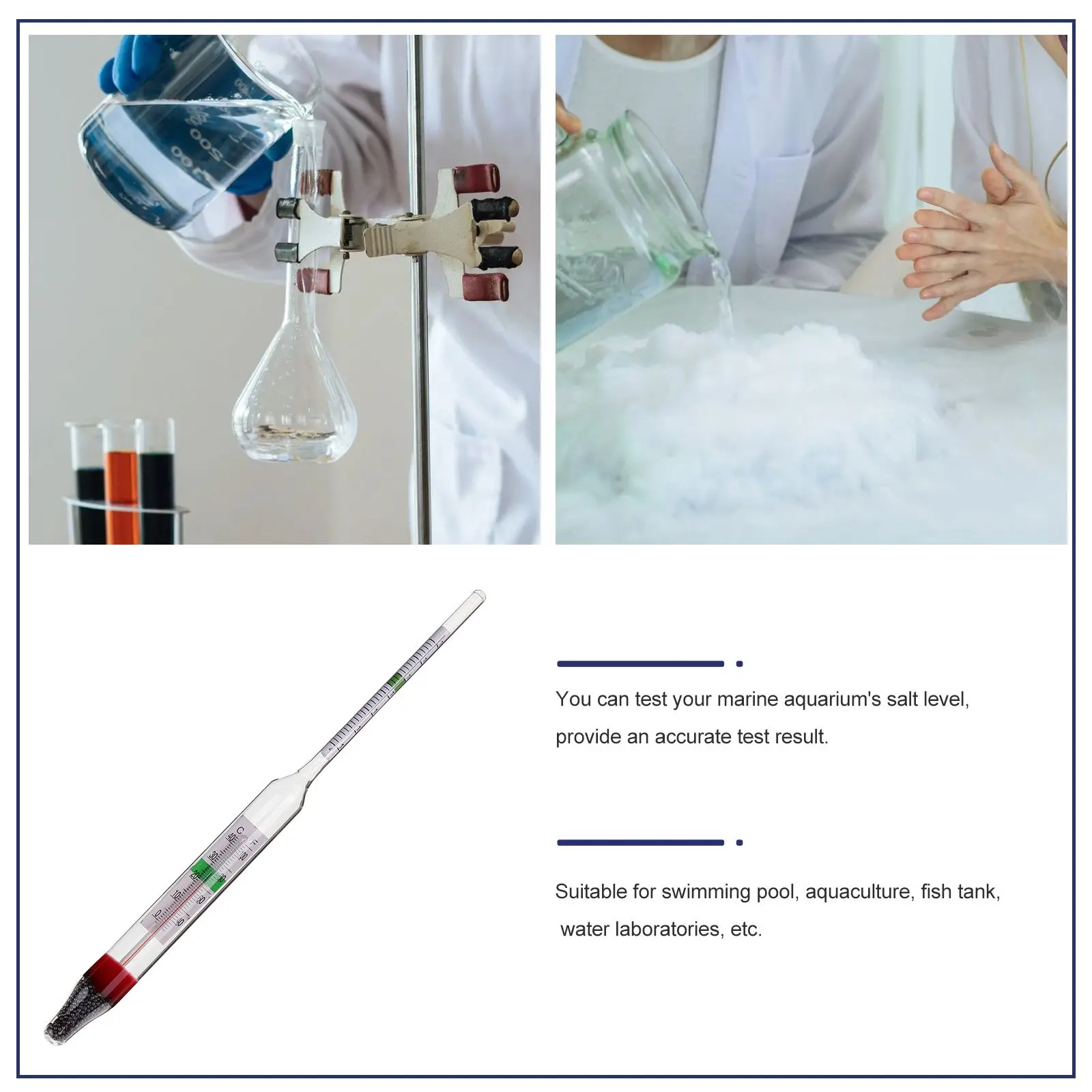 Portable Meter Hydrometer Set 100ml Graduated Cylinder Aquarium Sea Water Testing Tool Fish Tank Salimeter