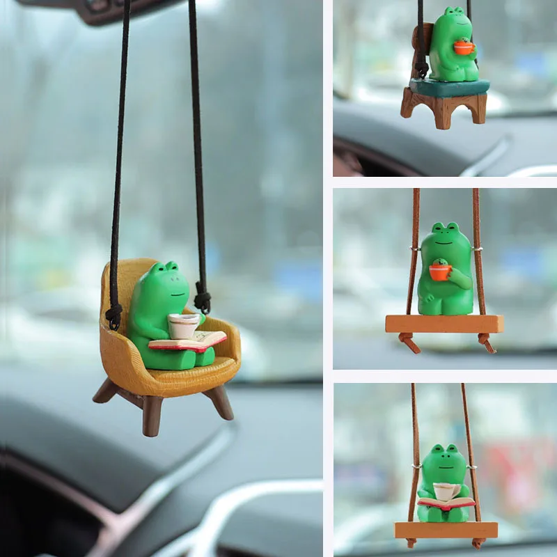 Samochodowe lusterko wsteczne Zawieszka Swinginging Frog Lusterko wsteczne Swinging Frog Charm Pendant Cute Interior Rearview Mirror Decoration