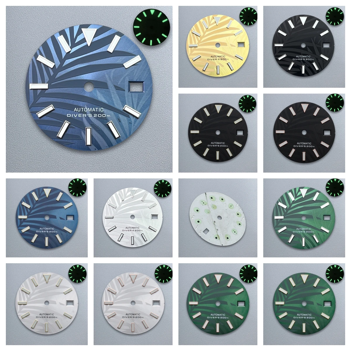 

28.5mm S Logo Bamboo Leaf Dial NH35/NH36/7S/4R Japanese Movement Green Luminous High Quality Watches Modified Accessories