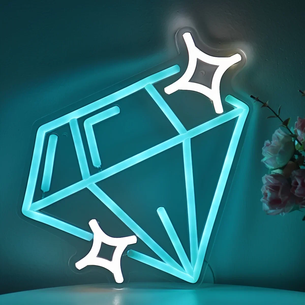 Sapphire Diamond LED Wall Neon Signs Jewelry Make Up Comestic Store Cloth Shop BAR Party Pub Club Room Home Window Decoration