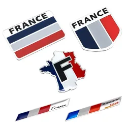 3D Aluminum France National Flag Map Car Styling Body Badge Emblem Decal Sticker Racing For Peugeot Citroen Renault Accessories