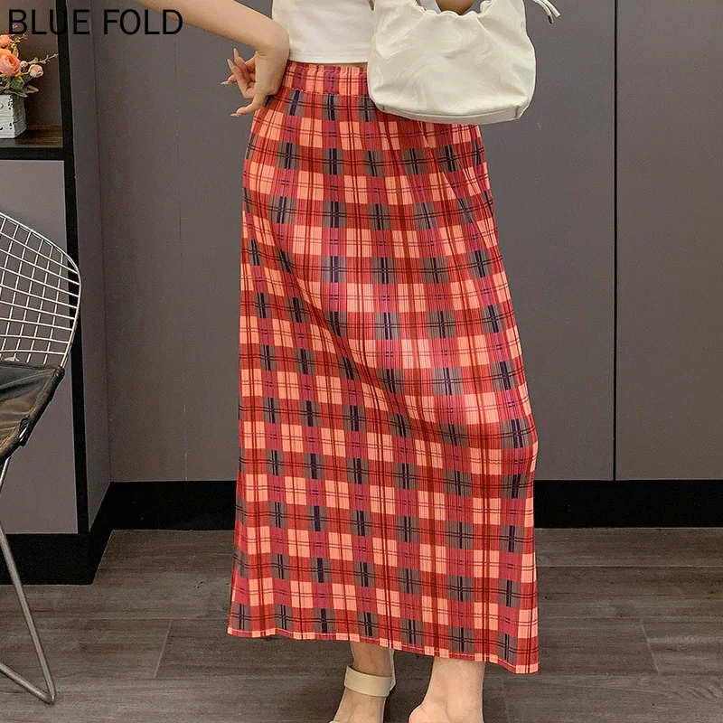 

Miyake Pleated Pleated Skirt 2025 Spring and Summer New Fashion Versatile High-waisted Thin Cartoon Print Half-body Skirt Female