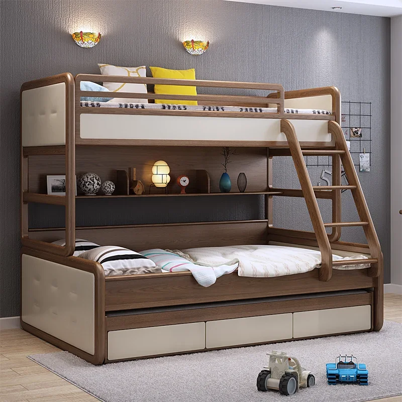 

Solid wood bunk bed soft bag high and low bed mother and child bed