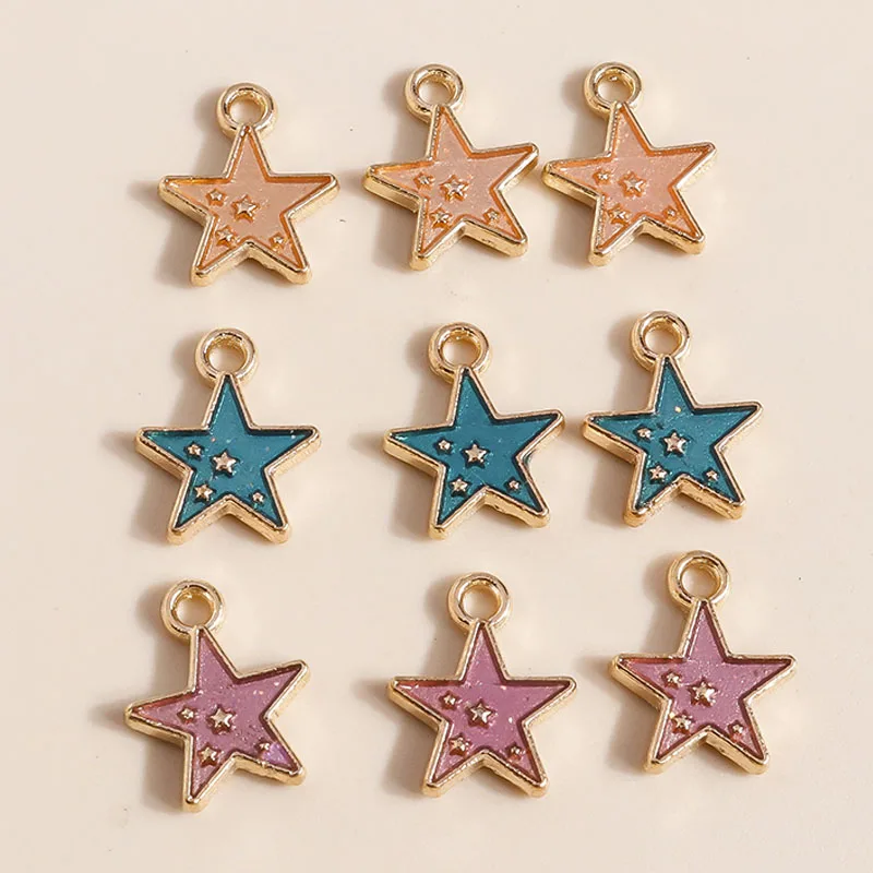 Leslie 10 Stück Emaille Galaxy Saturn Globus Mond Stern Anhänger für Halsketten Armbänder Ohrringe DIY Schmuckherstellung Zubehör – Detail 7