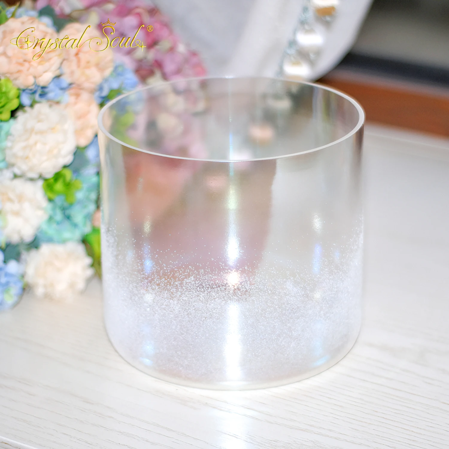 Crystal Soul 6inch 432hz G  White Pearl Sandblasting Alchemy Crystal Singing Bowl for Sound Healing