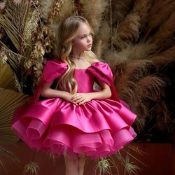 Formal Fluffy Party Dress For Girl Children Costume Birthday Princess Dresses Elegant Girls Clothes Big Bow Wedding Gown 3-8Y