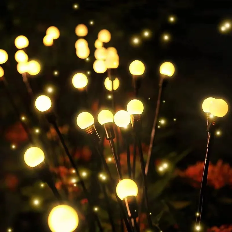 Solar Swaying Firefly Stake Lights Outdoor Waterproof Globe Ball Lights, Solar Powered Swing Landscape Decorative Lamps Lawn