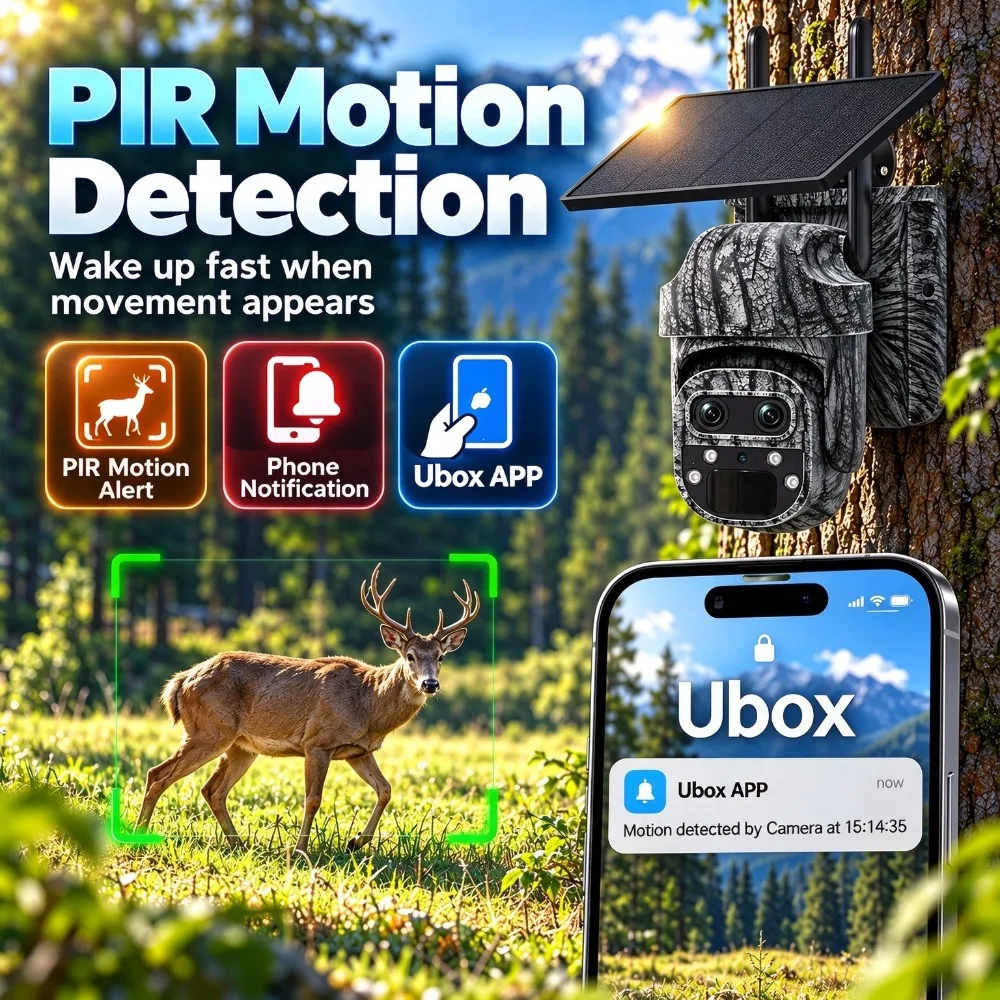 6MP 12X WIFI Solar Camera Outdoor 4G 4K HD CCTV Battery Waterproof Animal Monitoring Hunting PTZ Auto Tracking Security Cameras