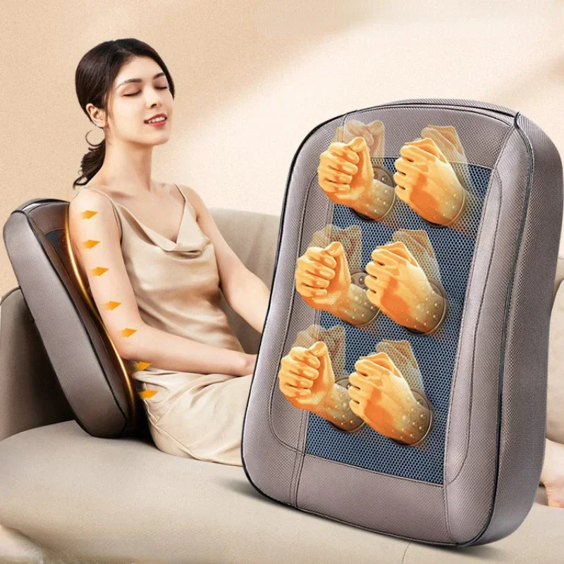 

Back Massager Cushion: Tapping Percussion Waist and Cervical Electric Massager Hand Design MultiFunctional Heated Massage Pad