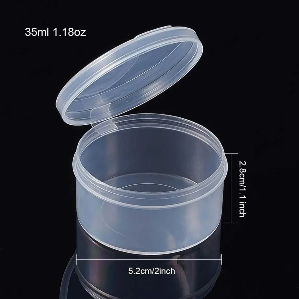 12 Pack Round Clear Plastic Bead Storage Containers Box Case with Flip-Up Lids for Items,Pills,Herbs,Tiny Bead,Jewerlry Findings