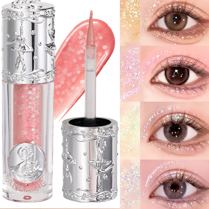 Liquid Eyeshadow Nonsticky Shimmer Highlighter Pearlescent Eye Shadow Eyeliner High-Impact Eye Makeup Brighten Lying Silkworm