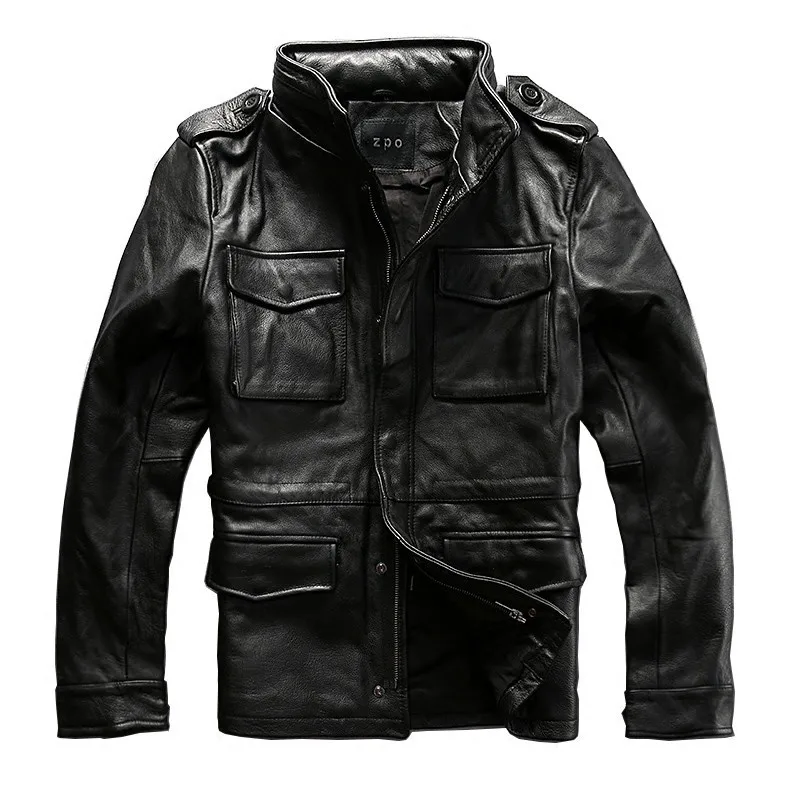 special offer cheap Hunting coats English style Plus size men's cowhide genuine leather jacket