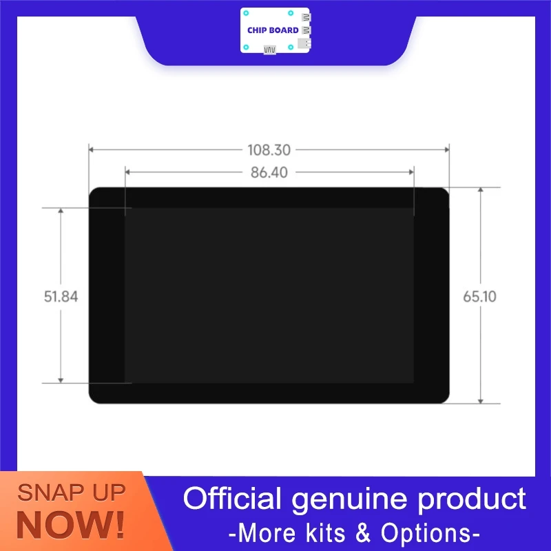 Waveshare 4/4.3" DSI capacitive touch display, 480×800 IPS screen, 5-point touch, bonded tempered glass panel