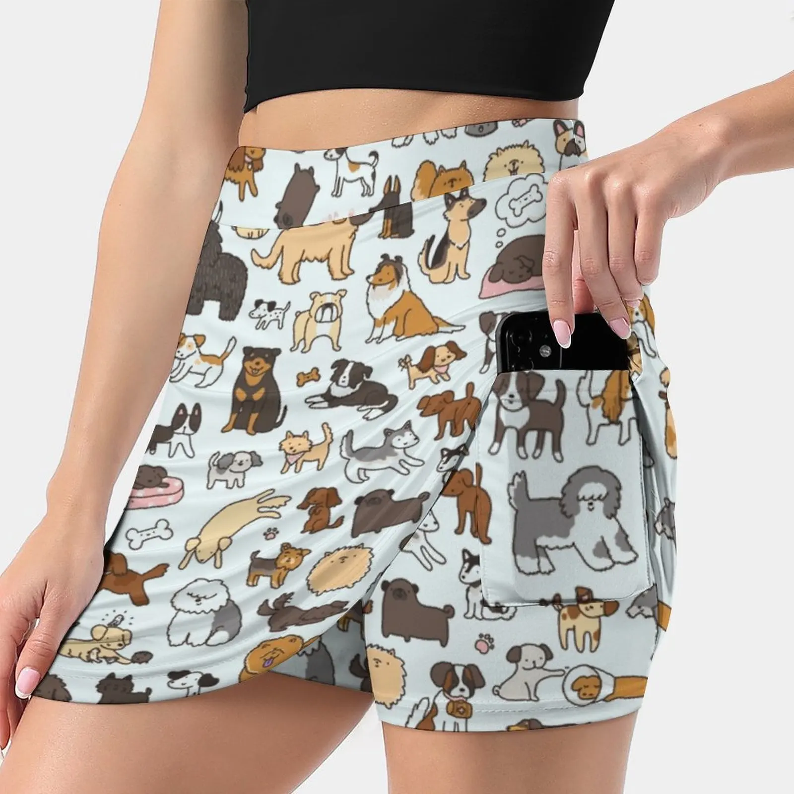 

Doggy Doodle Women's skirt Sport Skort Skirt With Pocket Fashion Korean Style Skirt 4Xl Skirts Kawaii Cute Dog Dogs Cute