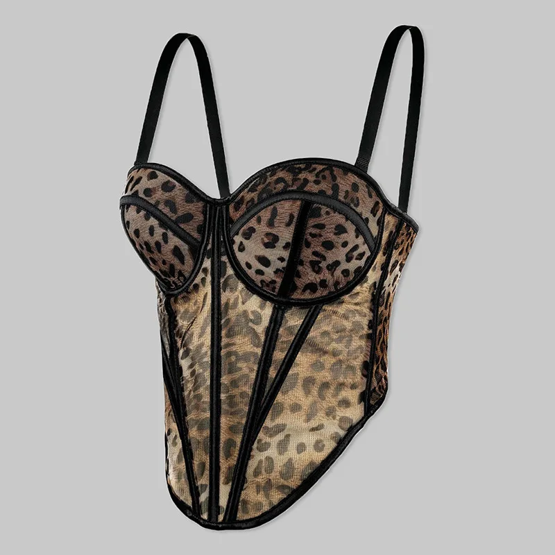 Lu Qiuguo sexy leopard pattern fish bone brace shaping small suspender bra for women pure desire bra DB1766