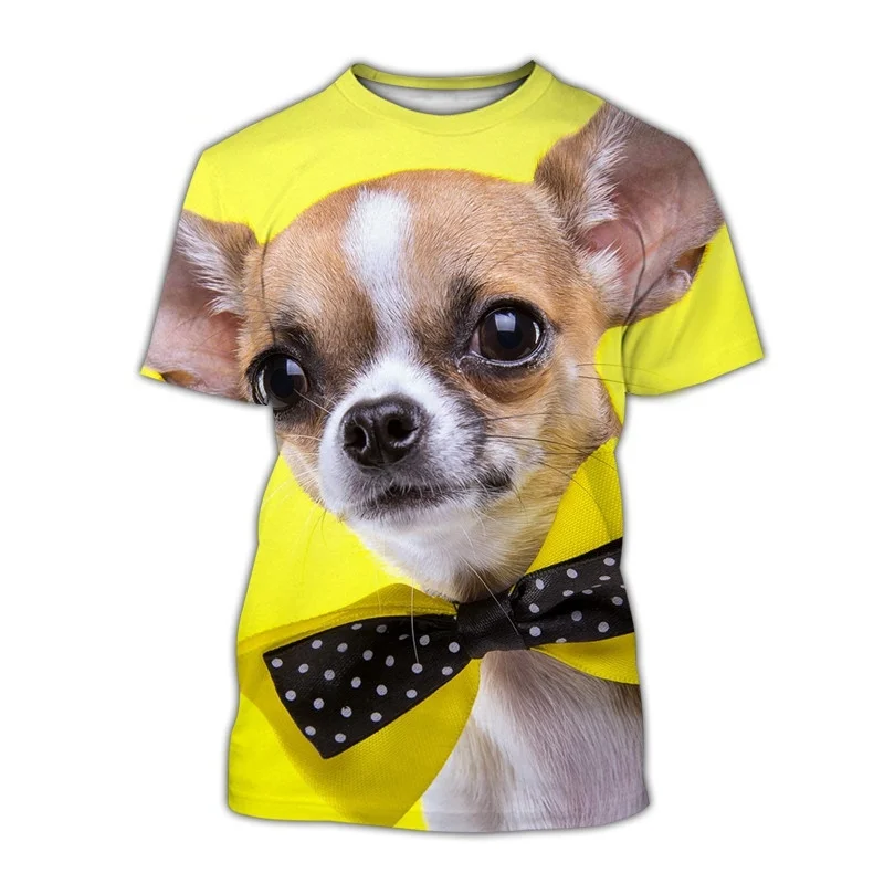 Pets Dog Chihuahua Men T-Shirt Summer Tops Street T Shirt Casual 3d Printed Animal Short Sleeve Outdoor Holiday Male Kids Tee