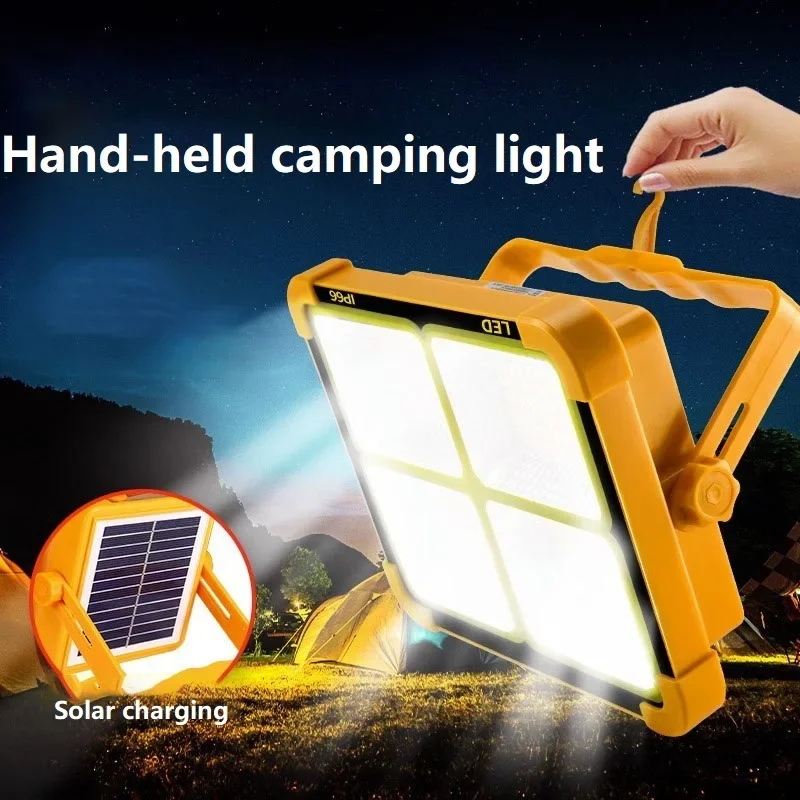 

LED Solar Light Outdoor Camping Emergency Hand Lamp Strong Light floodlight USB Discharge Source Flashing warning light