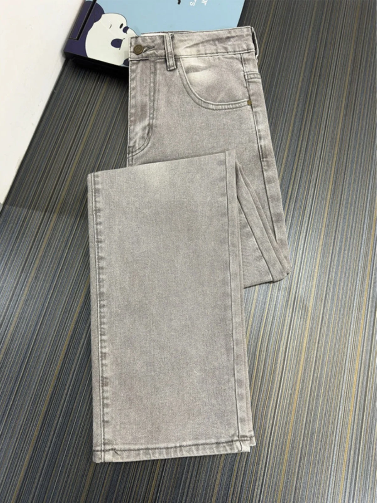 

Мужские джинсы Cleanfit с флисовой подкладкой, прямого кроя, в американском ретро-стиле, повседневные, зимние, зауженные, с расклешением от колена