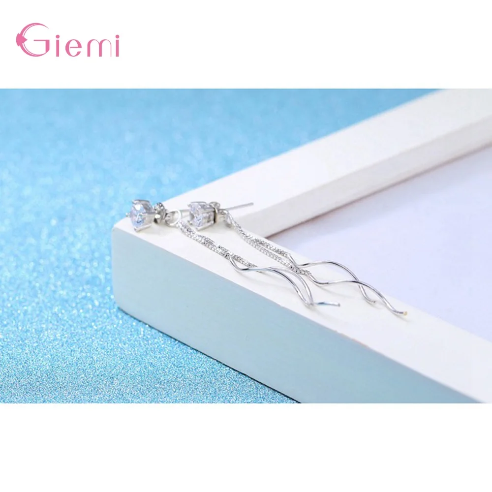 Temperament 925 Sterling Silver Cubic Zircon Ear line Long Tassel Drop Earring for Women Girl Personality Jewelry Oorbellen