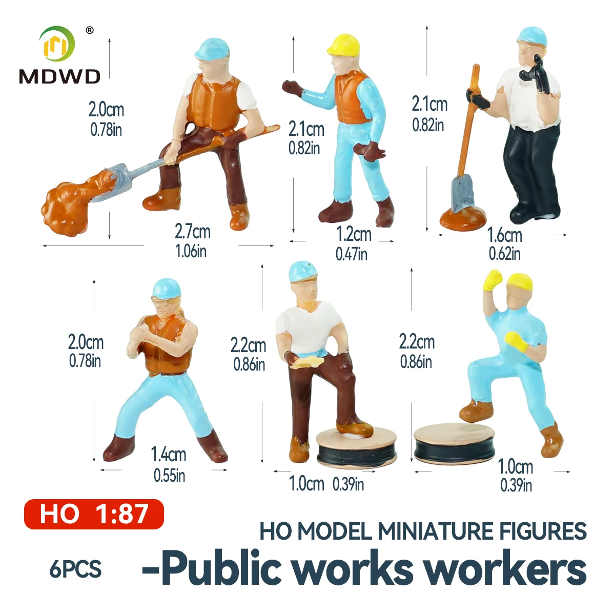 6Pcs Mini Construction Worker Figures With Tools Micro Landscape Train Diorama Architectural Sand Table Miniature People Decor