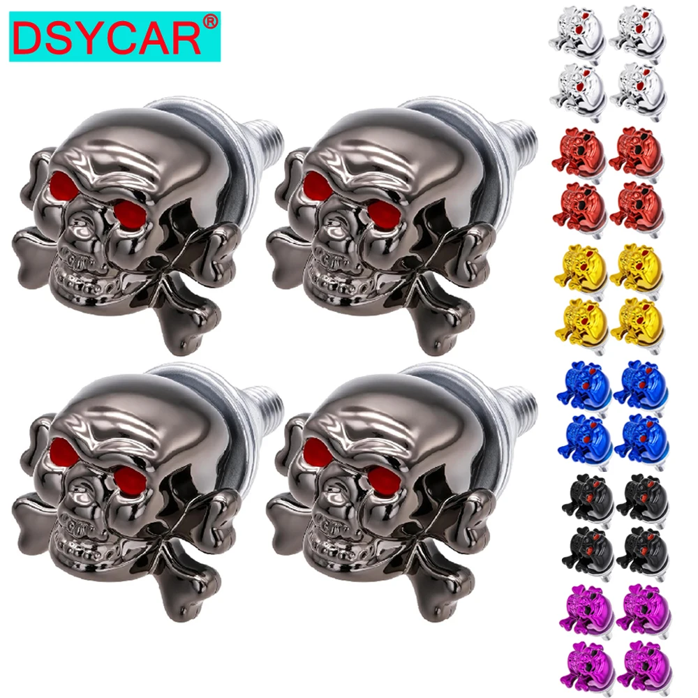

4PCS Skull License Screws Skeleton Frame Plate Bolt Gothic Skulls Decor for Car, Motorcycle, Truck, Vehicle
