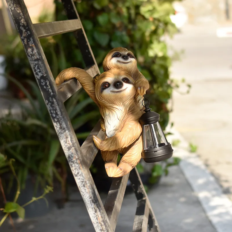 Solar Sloth Resin Ornament Waterproof Outdoor Garden Courtyard Villa Corridor Ambient Night Light Cute Animal Landscape Decor