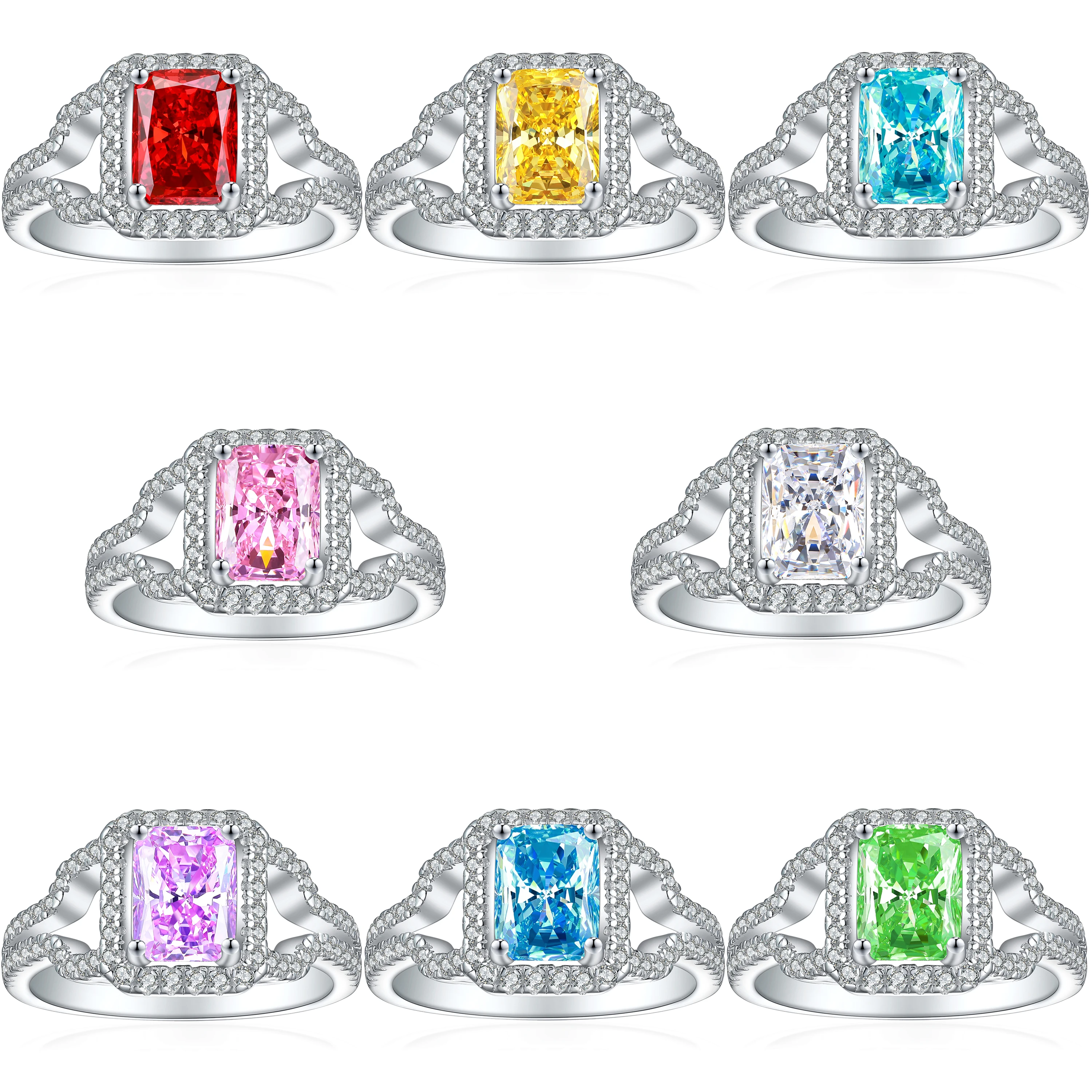 

Wholesale Pure S925 Sterling Silver Wedding Engagement Eternity Ring Cubic Zirconia High Quality Diamond Fine Jewelry Rings