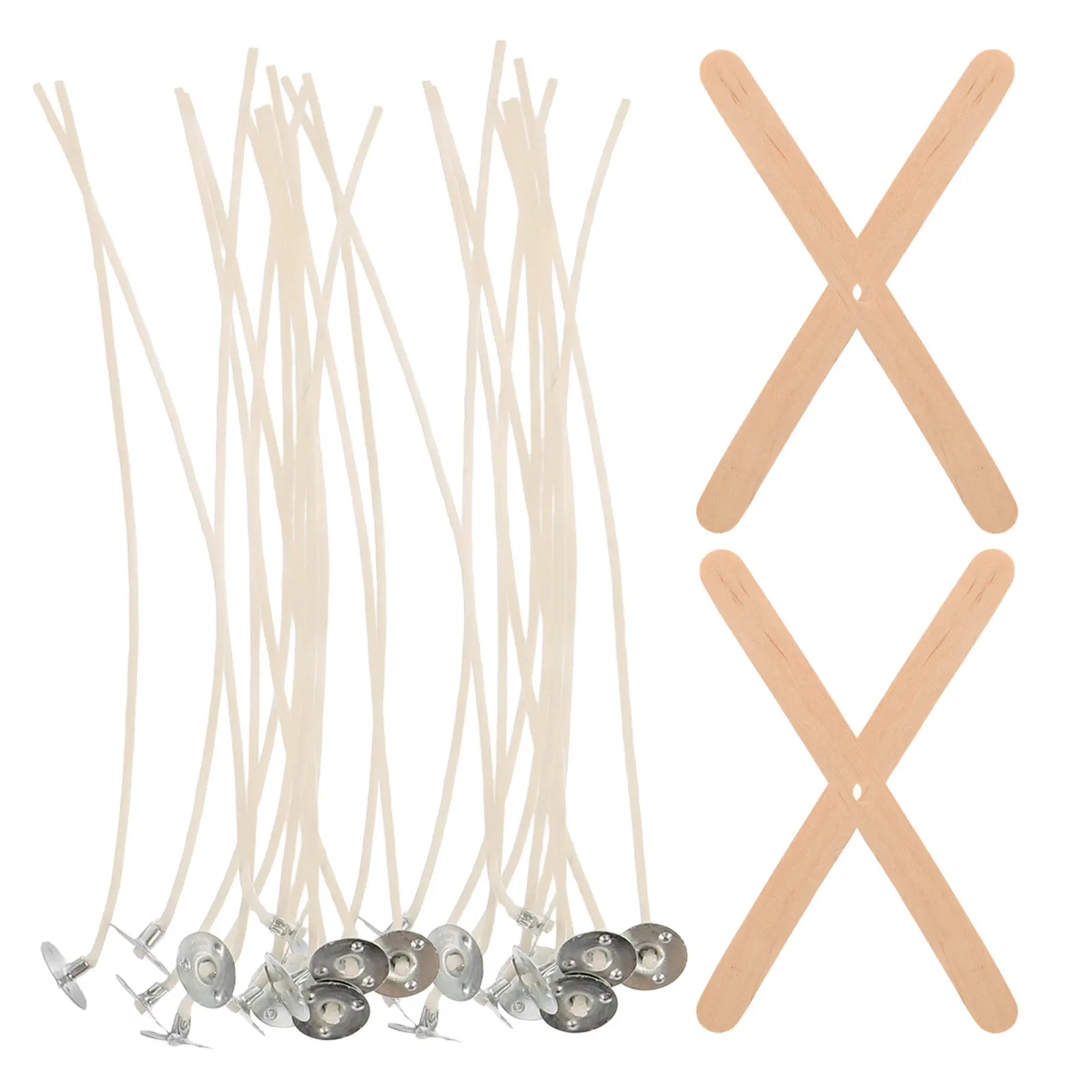 1Set Complete Making Supply Set with Natural Cotton Wicks Sturdy Wood Stirrers for Homemade Scented Candles Crafting Kit