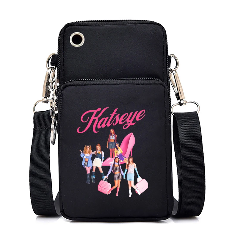 Women Men Vintage Katseye Hip Hop Small Shoulder Bags Girls Boys Katseye Mini Mobile Phone Bags New Purses Crossbody Bags Gifts