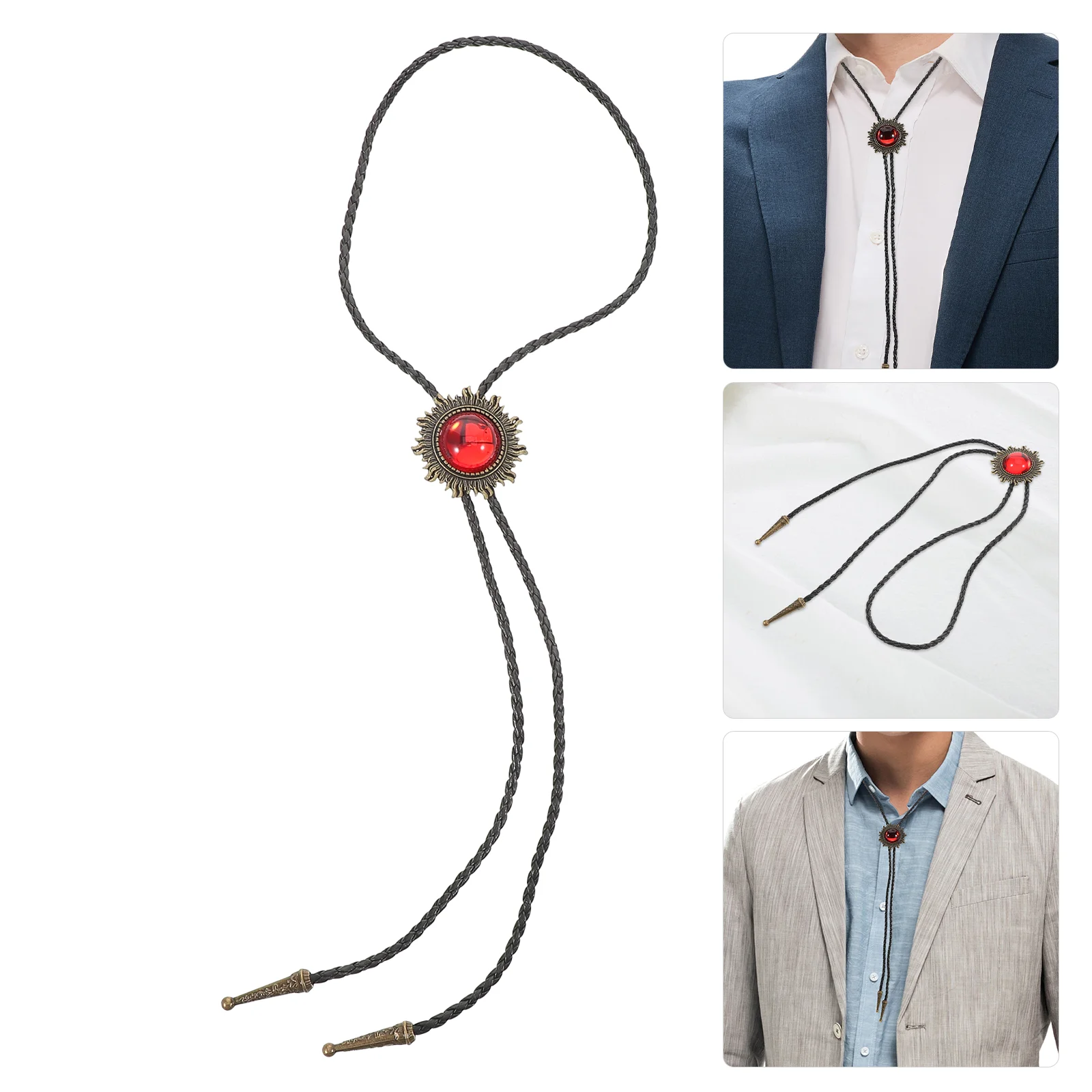 Western Denim Wave Tie Ties for Men Turquoise Necklace Metal Bolo Wedding Black Cowboy Stuff Man Kids Boys Deer