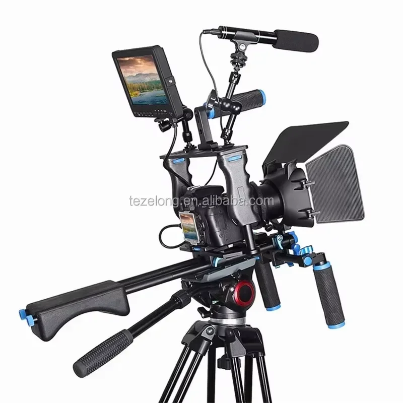 Universal Professional DSLR Camera Rig Cage Stabilizer Kit with Follow Focus and Matte Box for Canon