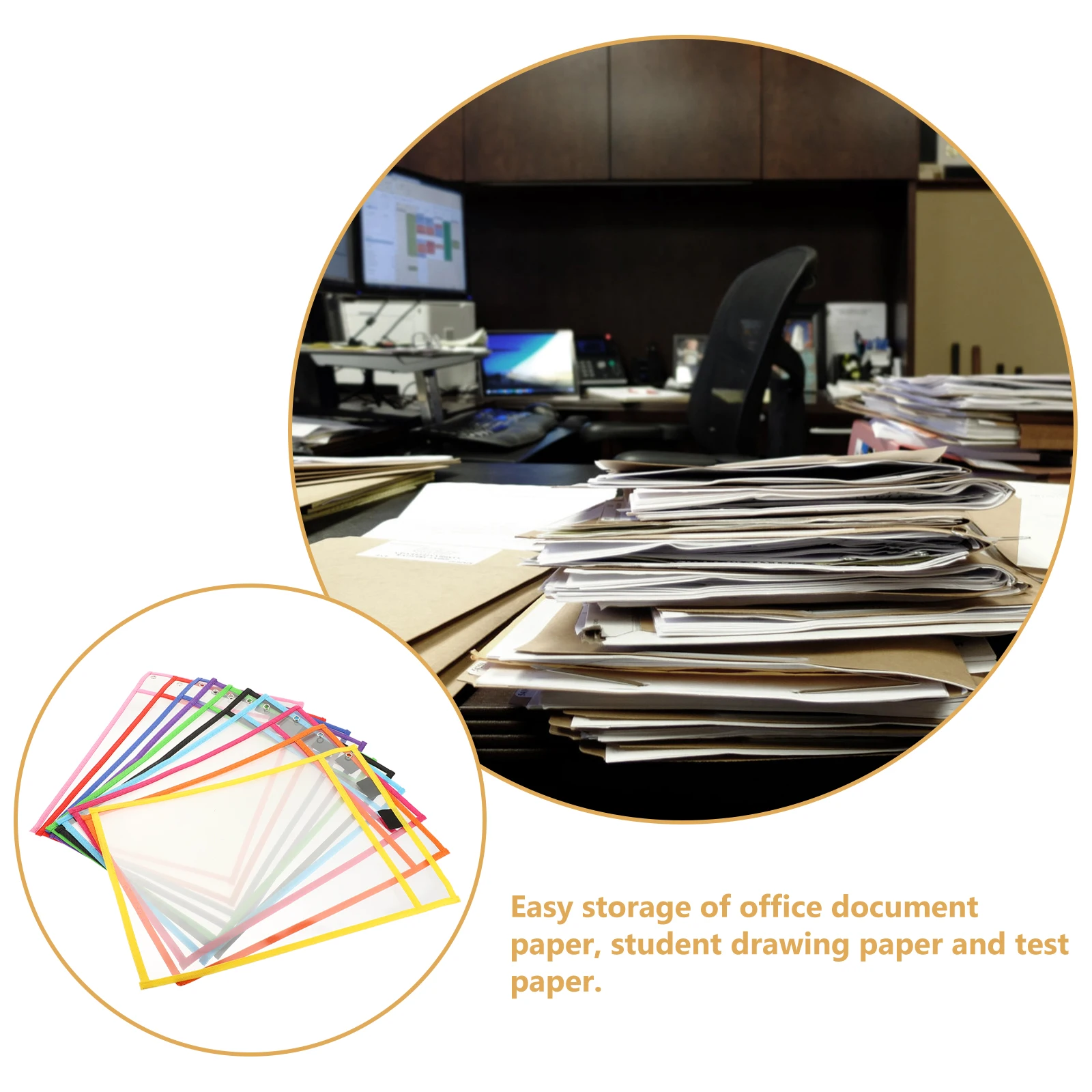 

10Pcs Transparent Dry Erase File Pockets Professional PVC Sheet Protectors Easy Wipe Clean Portable for Office Work Forms