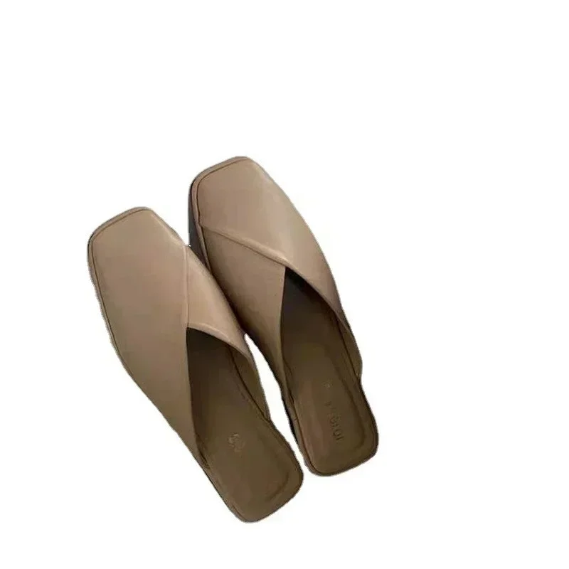 Damen-Sandalen, Modische Flache Freizeitpantoffeln, Quadratische Zehenspitze, Outdoor-Sandalen für Damen, Zapatillas – Detail 8
