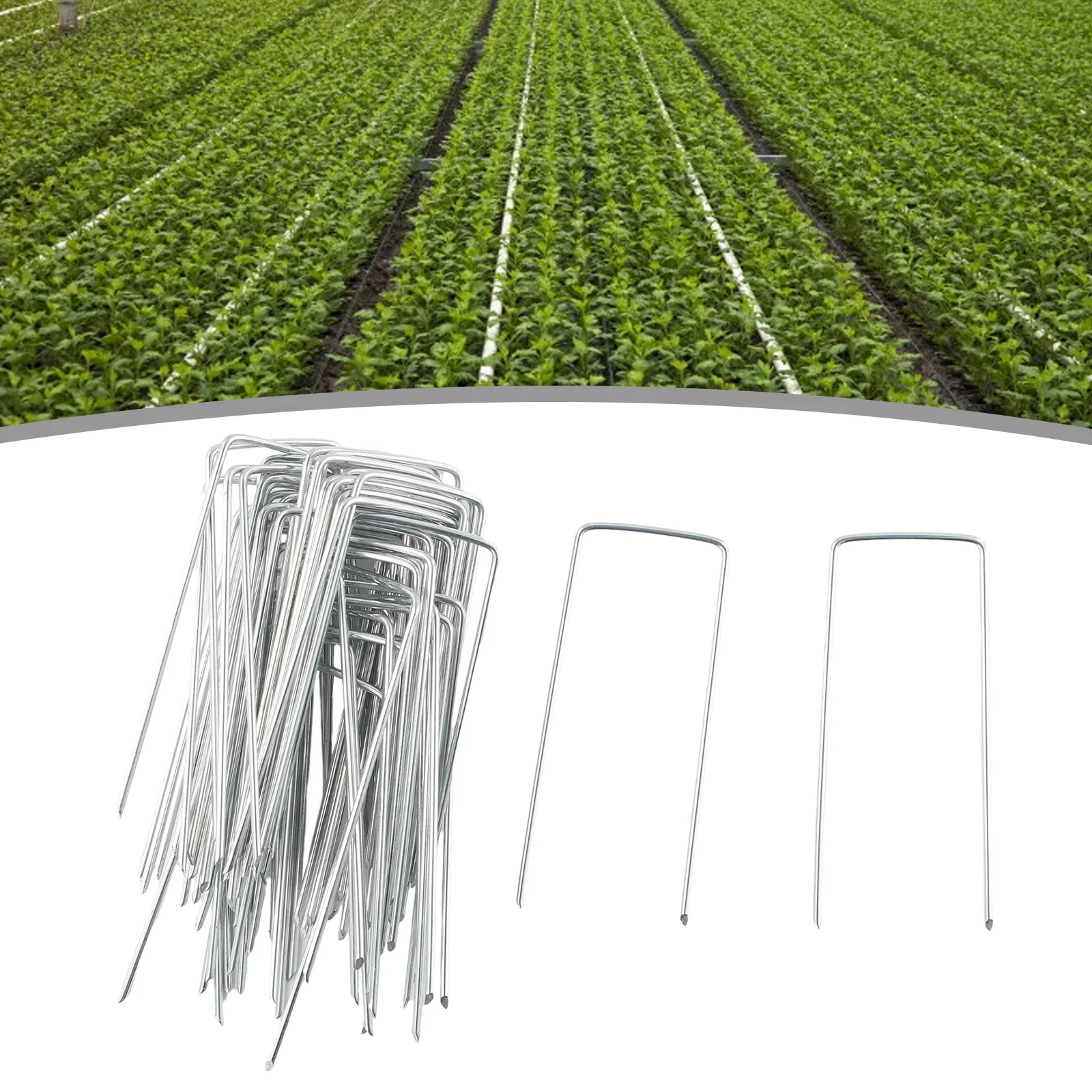 

New Set Anchor Pins Galvanized Steel Nail Lawn Parts Pins Tent Pegs U Shaped 10cm For Garden Greening 50pcs/set