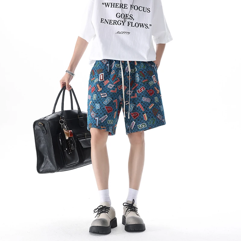 

Heavyweight Embroidered orts Men's Summer Casual Design Beachwear Faionable Outerwear Straight Leg Polyester Fiber