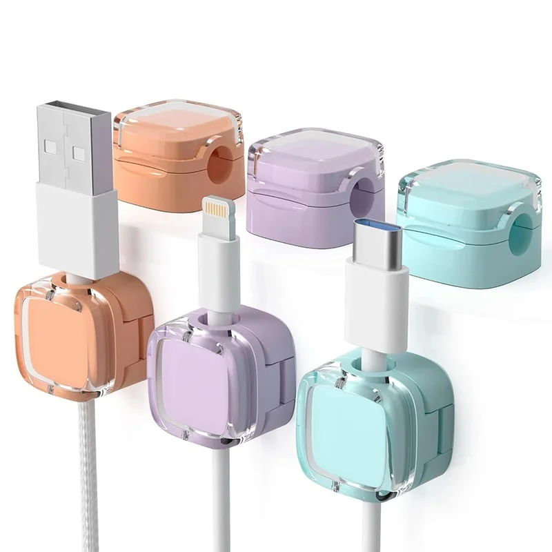 1-6PCS Magnetic Desktop Cable Clip Cable Holder Adhesive Wire Keeper Cord Cable Organizer For Home Office Under Desk Management