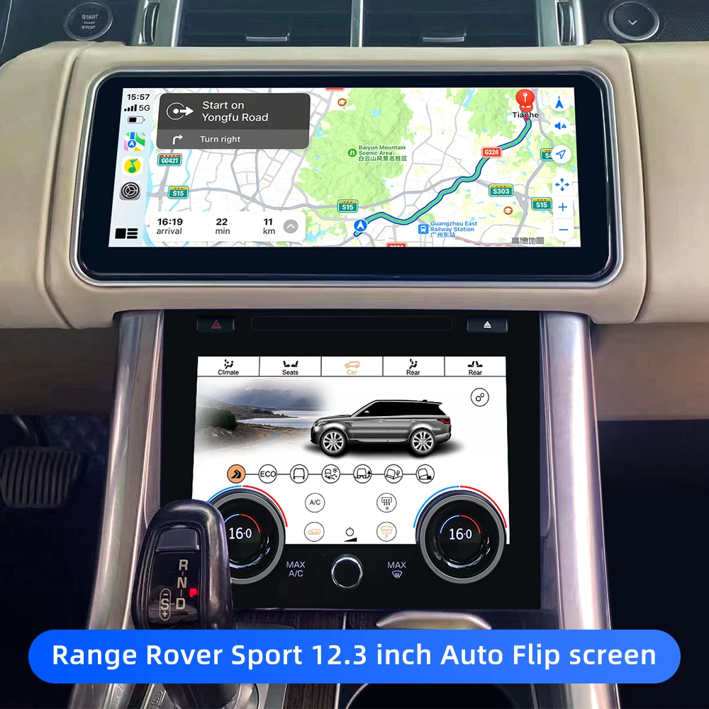 Car Stereo Radio GPS Navigation for Range Land Rover Discovery Evoque Sport 13-17 Android Auto CarPlay A/C Control 6Pcs Set